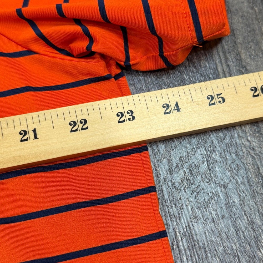 RLX Ralph Lauren Mens L Performance Polo Shirt Orange Navy Striped Erin Hills WI - Picture 9 of 9